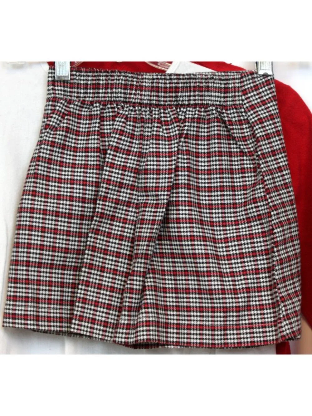 Fast Friends 3pc Outfit Girls Med Skorts Shirt Jacket Plaid Winter Red Scottie D